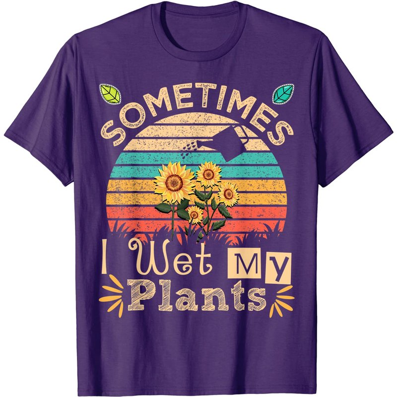 T-shirt Vintage Tournesol "Sometimes I Wet My Plants" pour hommes — T-shirts pour hommes