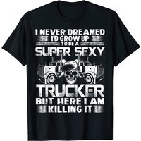 T-shirt Super Trucker pour hommes en noir