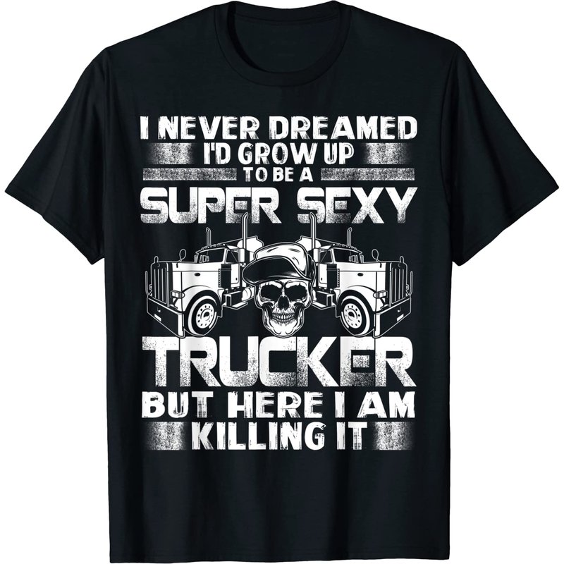 T-shirt Super Trucker pour hommes en noir — T-shirts pour hommes