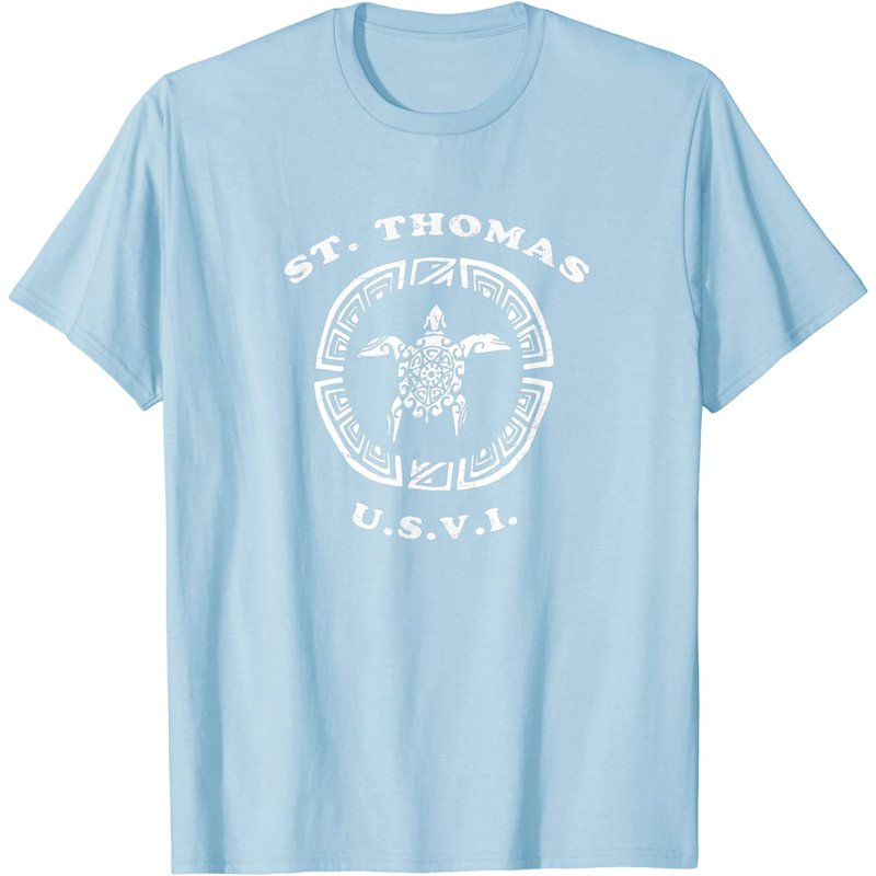 St. Thomas USVI Vintage Tribal Turtle T-Shirt for Men — Mens T Shirts