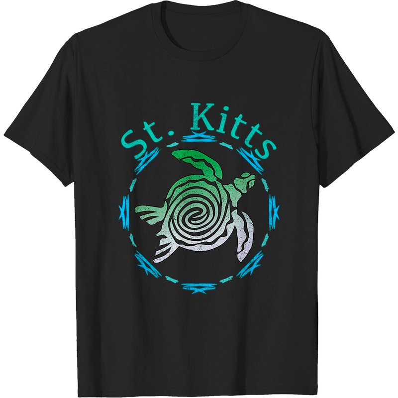 T-shirt Vintage Tortue Tribale St. Kitts pour Hommes — T-shirts pour hommes