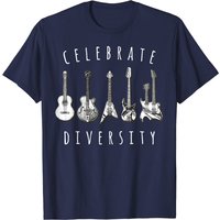 Celebrate Diversity Acoustic Guitar Musician T-Shirt for Men — Mens T Shirts