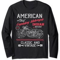 T-shirt à manches longues Vintage American Motorcycle Indian Old Bikers — T-shirts pour hommes
