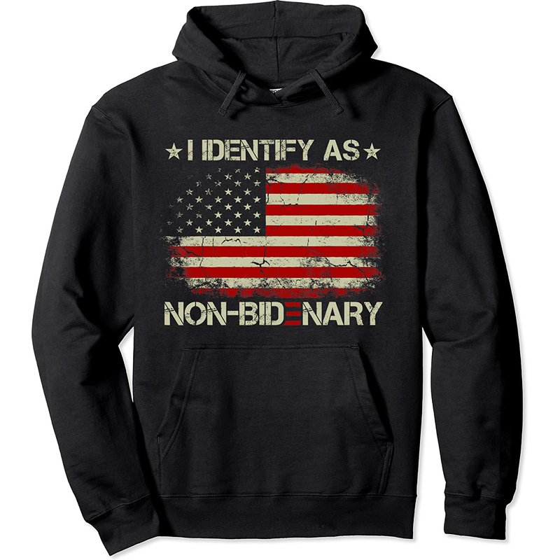 Hoodie Pullover Non-Bidenary avec Drapeau Américain Vintage — Sweats à capuche pour hommes