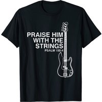 T-shirt Distressed Praise Him Christian Bass Player pour hommes — T-shirts pour hommes