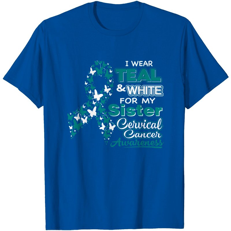 T-shirt pour hommes Cervical Cancer I Wear Teal White For My Sister — T-shirts pour hommes