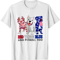T-shirt Rouge Blanc Bleu Et Pitbull Pour Le 4 Juillet