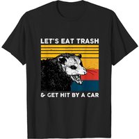 T-shirt Vintage Opossum Let's Eat Trash & Get Hit By A Car — T-shirts pour hommes