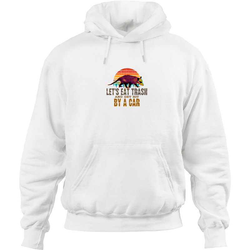 Hoodie Vintage Let's Eat Trash And Get Hit By A Car Opossum — Sweats à capuche pour hommes