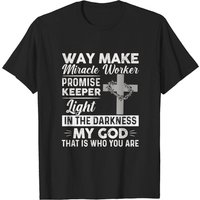 T-shirt Waymaker Miracle Worker Promise Keeper Light Jesus Cross — T-shirts pour hommes
