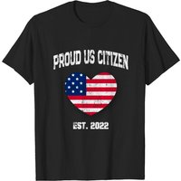 T-shirt Vintage Fier Citoyen Américain Est 2022 Cœur Drapeau — T-shirts pour hommes