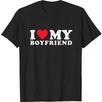 T-shirt I Love My Boyfriend pour hommes en noir — T-shirts pour hommes