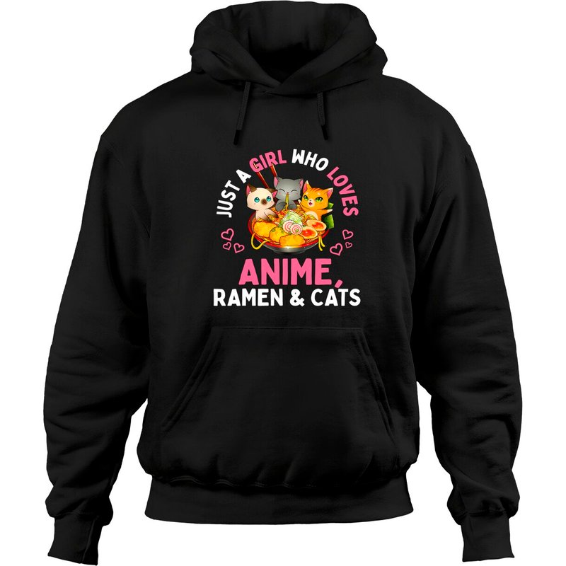 Juste une fille qui aime les anime, les ramen et les chats Hoodie — Sweats à capuche pour hommes