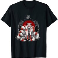 T-shirt Kitsune Art avec Renard à Neuf Queues pour Hommes — T-shirts pour hommes