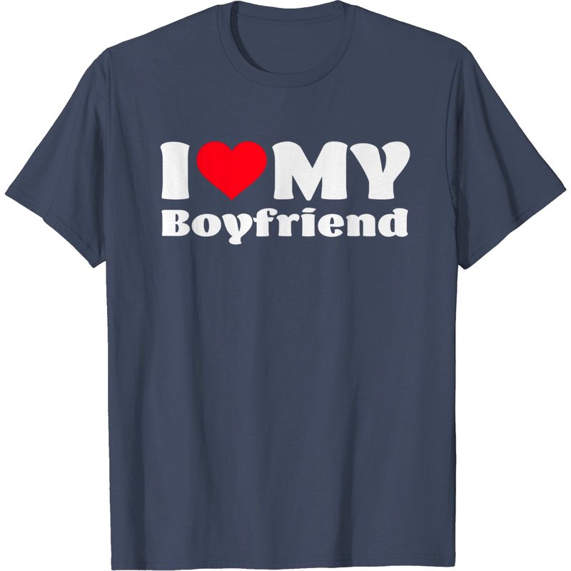 T-shirt I Love My Boyfriend pour hommes en noir — T-shirts pour hommes