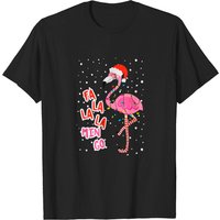 Fa La La Mingo Pink Flamingo Santa Hat Christmas T-Shirt for Men