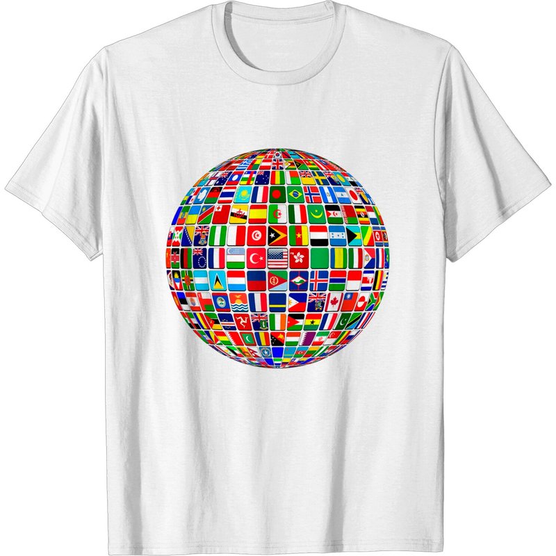 Travel Symbol T-Shirt World Map of Flags for Men — Mens T Shirts