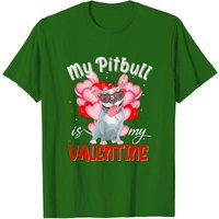 Funny Heart My Pitbull Dog Is My Valentine T-Shirt for Men