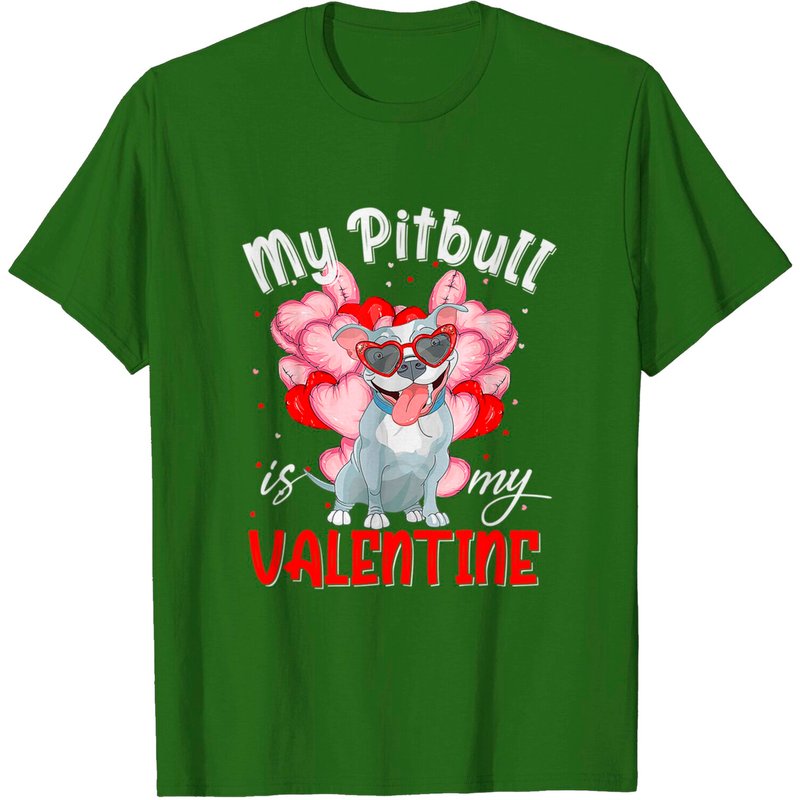 T-shirt Funny Heart Mon Pitbull Est Mon Valentin Pour Hommes — T-shirts pour hommes