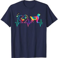 Golden Retriever Mom Dad Heartbeat Tie Dye T-Shirt for Men