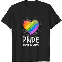 T-shirt Love Is Love Pride Cœur Arc-en-ciel pour Hommes — T-shirts pour hommes