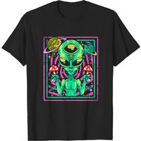 Trippy Space T-Shirt for Men - Black Alien Design