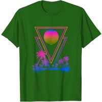 Tropical 80s Vaporwave Art Sunset T-Shirt for Men