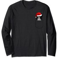 T-shirt à manches longues Christmas Penguin Pocket Border Collie — T-shirts pour hommes