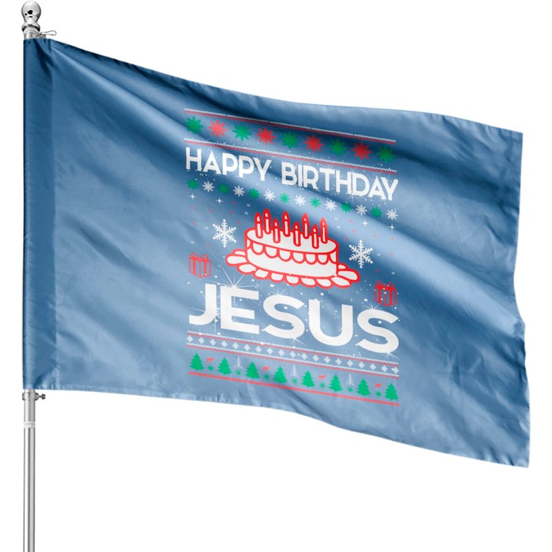 Drapeau de Noël Joyeux Anniversaire Jésus en Tricot Moche — Drapeaux décoratifs