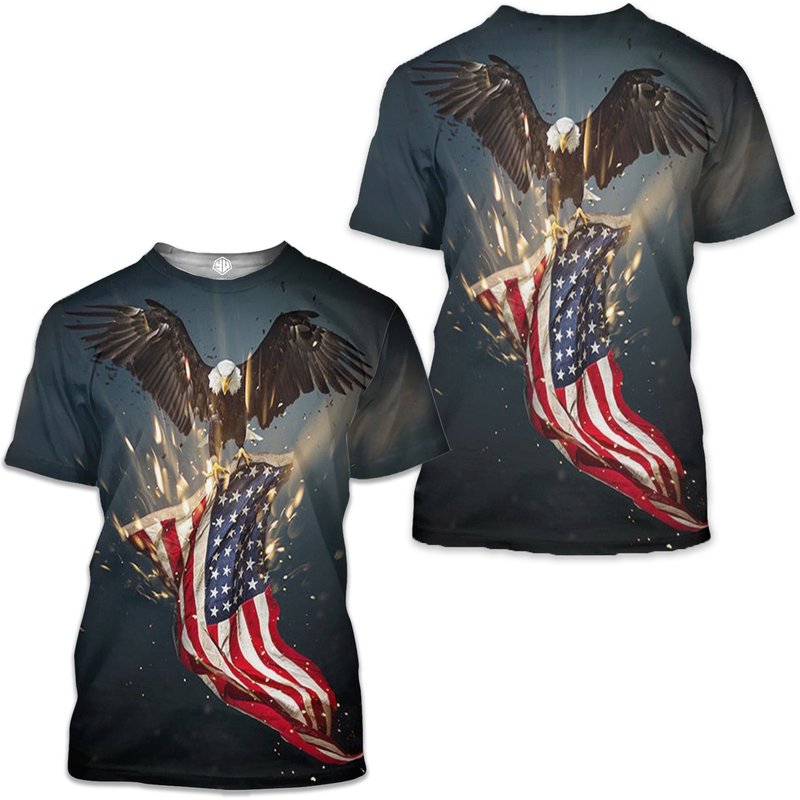 Men's American Flag and Eagle 3D T-Shirt — Mens T Shirts