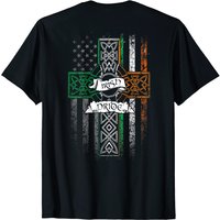T-shirt pour hommes Irish Pride avec croix celtique et drapeau américain — T-shirts pour hommes