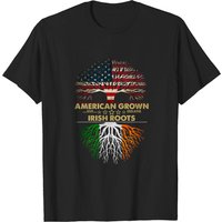 American Grown Irish Roots Ireland Flag St. Patrick's Day T-Shirt — Mens T Shirts