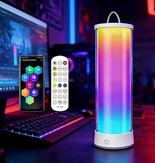Lampe de table sans fil avec couleurs RGB, rechargeable, dimmable, télécommande — Lampe de bureau menée