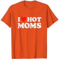 T-shirt I Love Hot Moms pour hommes avec design de cœur rouge — T-shirts pour hommes