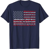 T-shirt Vintage Locomotive Drapeau Américain Train pour Hommes — T-shirts pour hommes