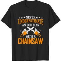 Old Man Lumberjack Chainsaw Logger T-Shirt for Men — Mens T Shirts