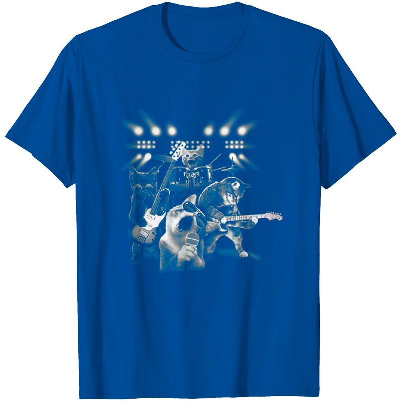 Clothing Co Cat Rock Band T-Shirt for Men - Cats Playing Guitar