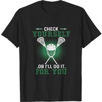T-shirt Check Yourself Lacrosse pour hommes en noir — T-shirts pour hommes