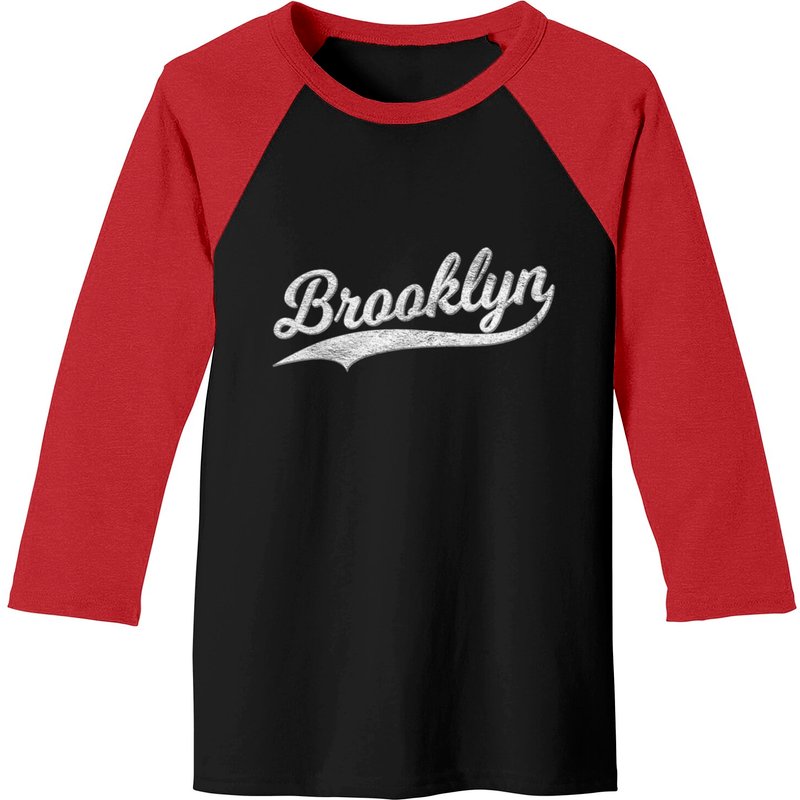 T-shirt Brooklyn Baseball pour hommes - Noir/Rouge — T-shirts pour hommes