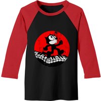 Felix The Cat Men's Baseball Tee in Black/Red — Mens T Shirts
