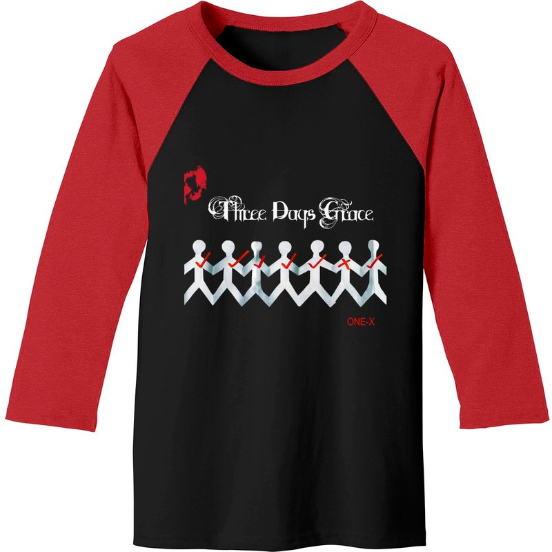 T-shirt de baseball Three Days Grace One pour hommes noir/rouge