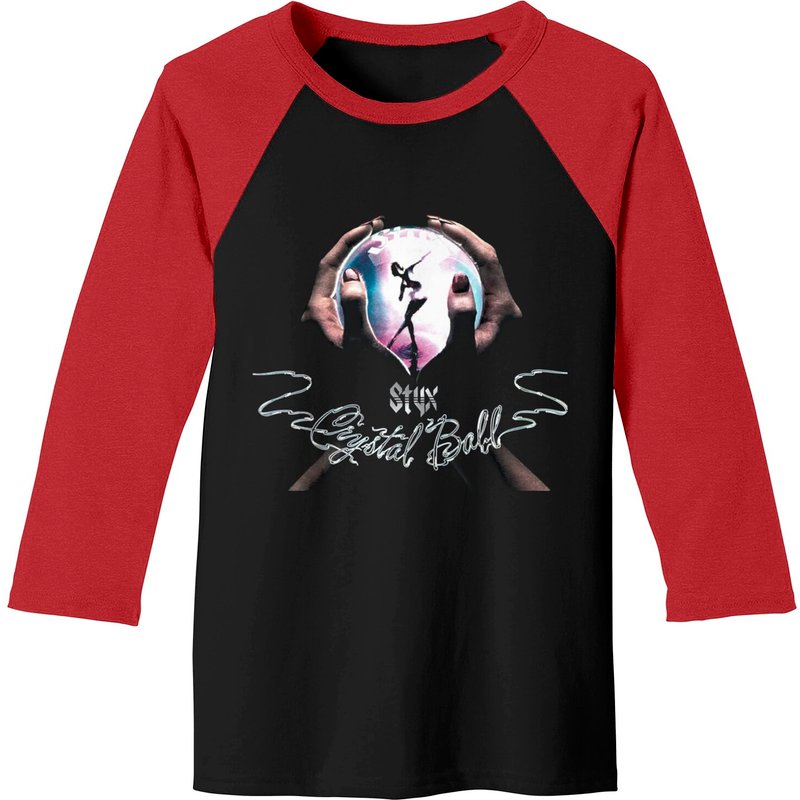 T-shirt Baseball Styxs Crystal Ball pour Hommes Noir/Rouge — T-shirts pour hommes