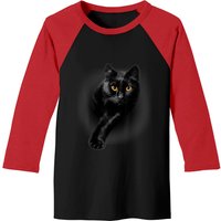 T-shirt Baseball Chat Noir aux Yeux Jaunes pour Hommes