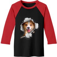 T-shirt de baseball Corgi mignon pour hommes - Noir/Rouge — T-shirts pour hommes