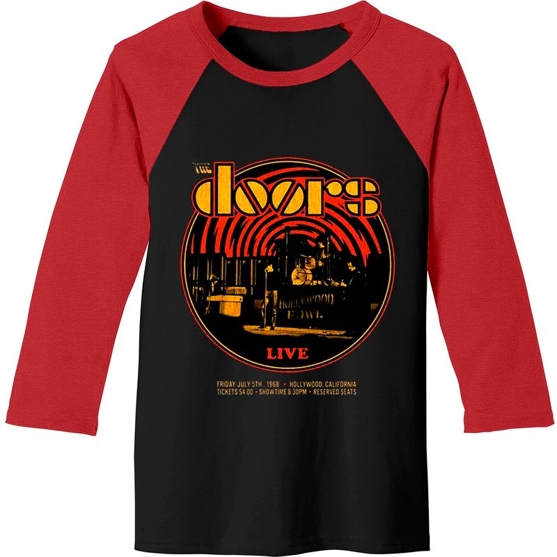 The Doors Hollywood Baseball Tee for Men - Black/Red