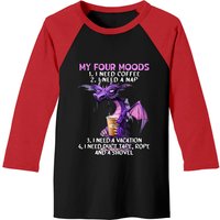 My Four Moods I Need Coffee I Need A Nap Dragon Baseball Tee