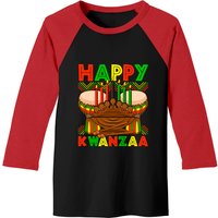 Happy Kwanzaa Drum Kinara Seven Candles Men's Baseball Tee