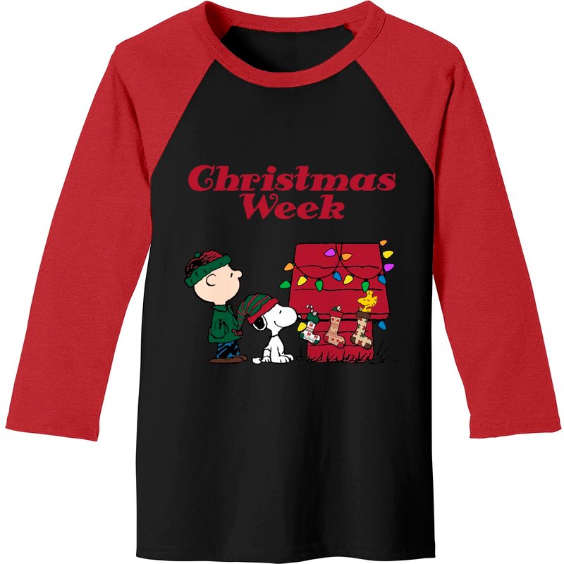 T-shirt de baseball Semaine de Noël pour hommes - Noir/Rouge — T-shirts pour hommes