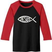 T-shirt de baseball Jesus Fish pour hommes - Noir/Rouge — T-shirts pour hommes