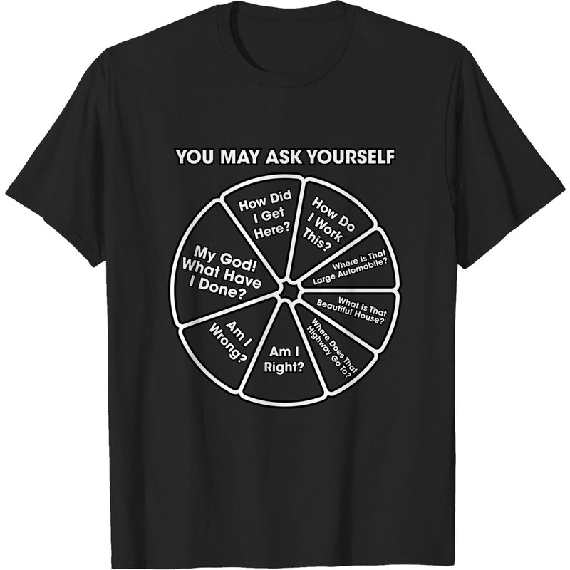 T-shirt Pie Chart B&W Talking Heads Once In A Lifetime pour hommes — T-shirts pour hommes